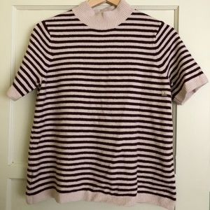 Loft STRIPED MOCKNECK SHORT SLEEVE SWEATER